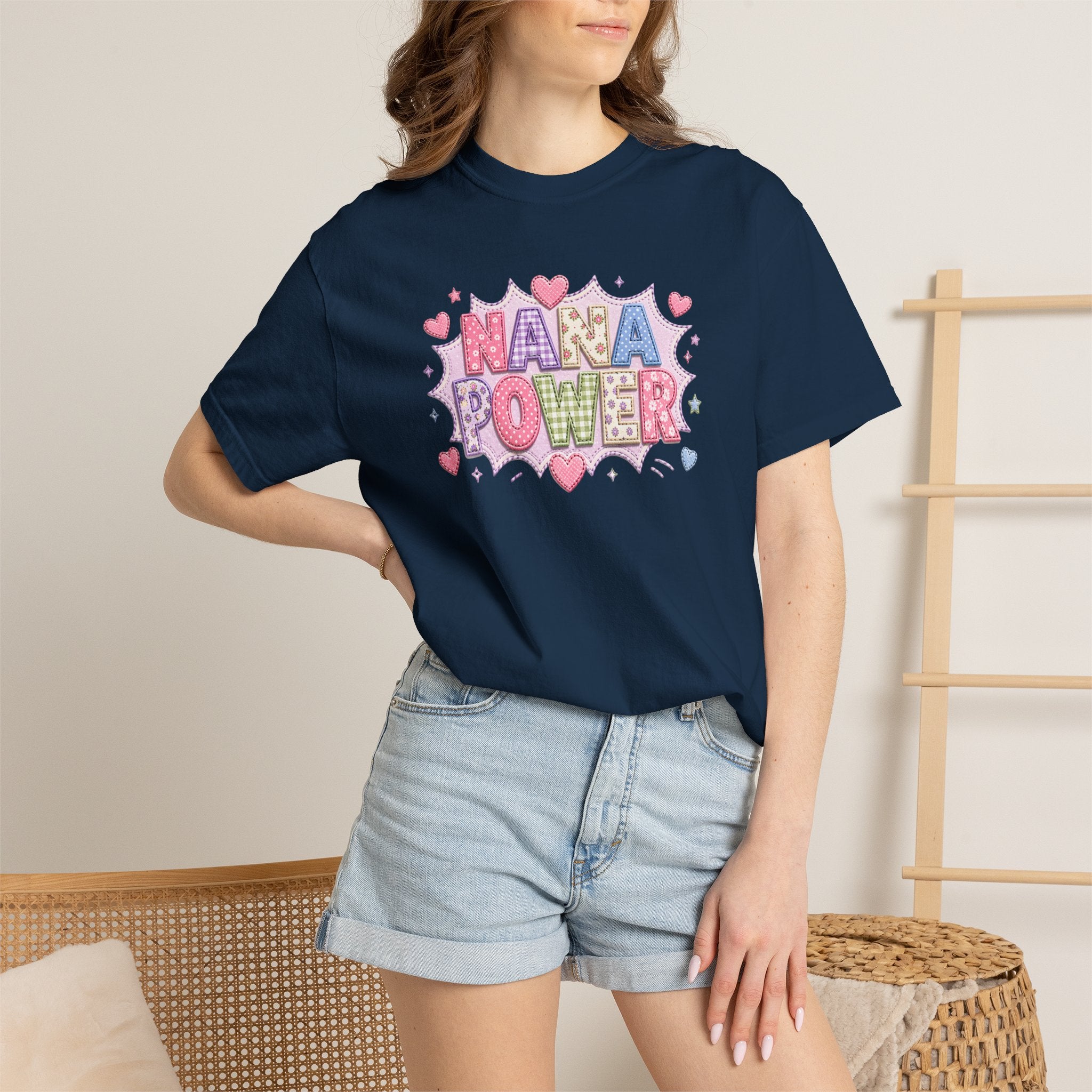 Nana Power T-Shirt — Playful Retro Heart Graphic for Grandmother Gifts
